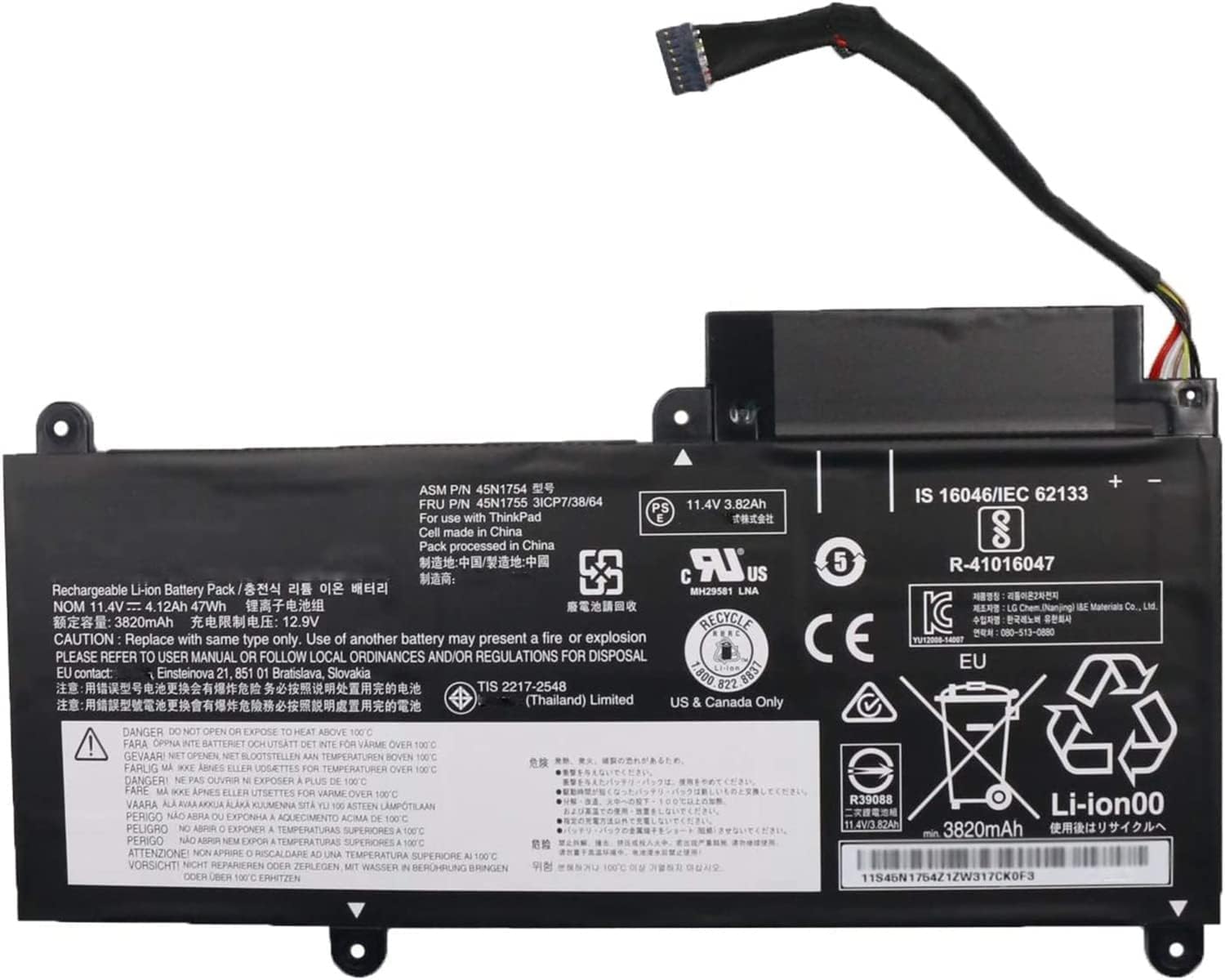 Batterie Lenovo ThinkPad E450 E460 E470 de remplacement 11.4V 47Wh