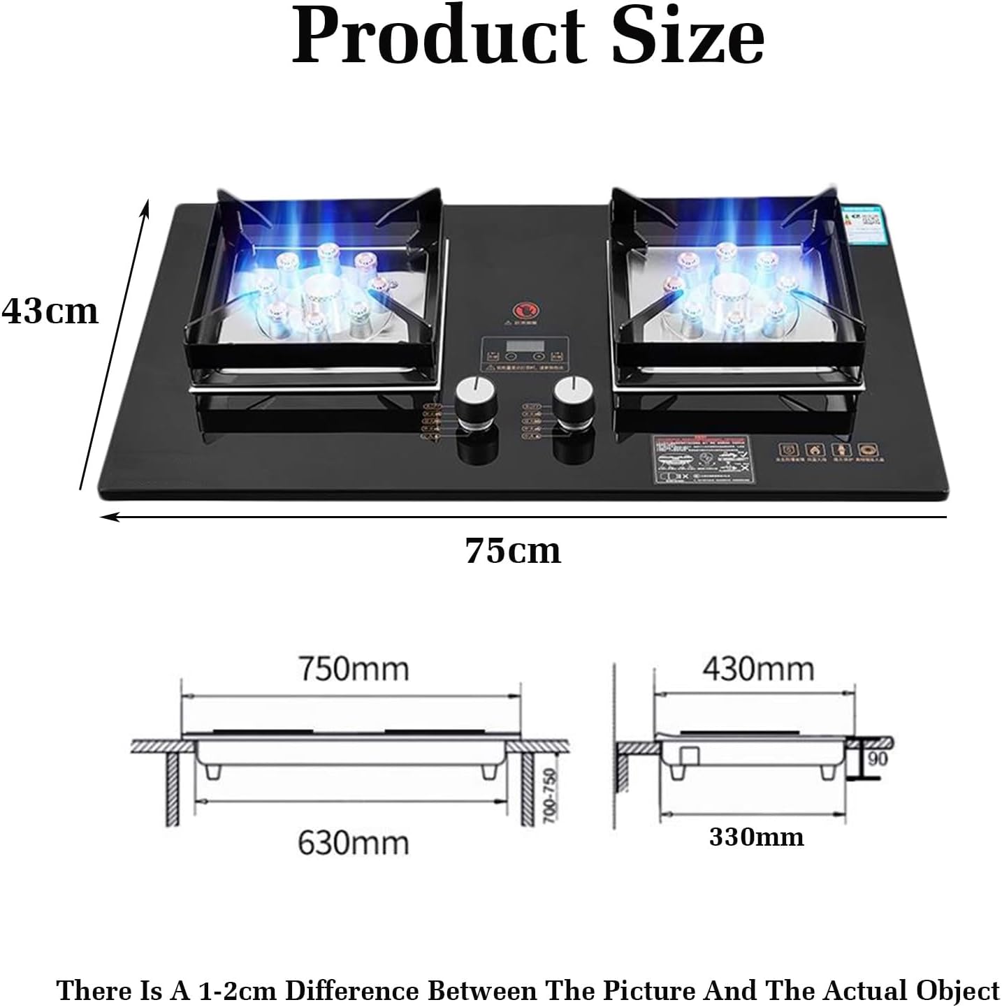 Gas Stove,5.2KW Nine-cavity High-fire Timer,Gas/LP Conversion,Accidental Flameout Protection Device,for Home Kitchen(LPG)