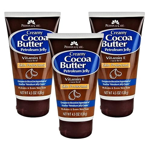 Petroleum Jelly - Loción de vitamina E y manteca de cacao, 4.5 onzas (paquete de 3), crema de vitamina E para la piel con crema de manteca de cacao,