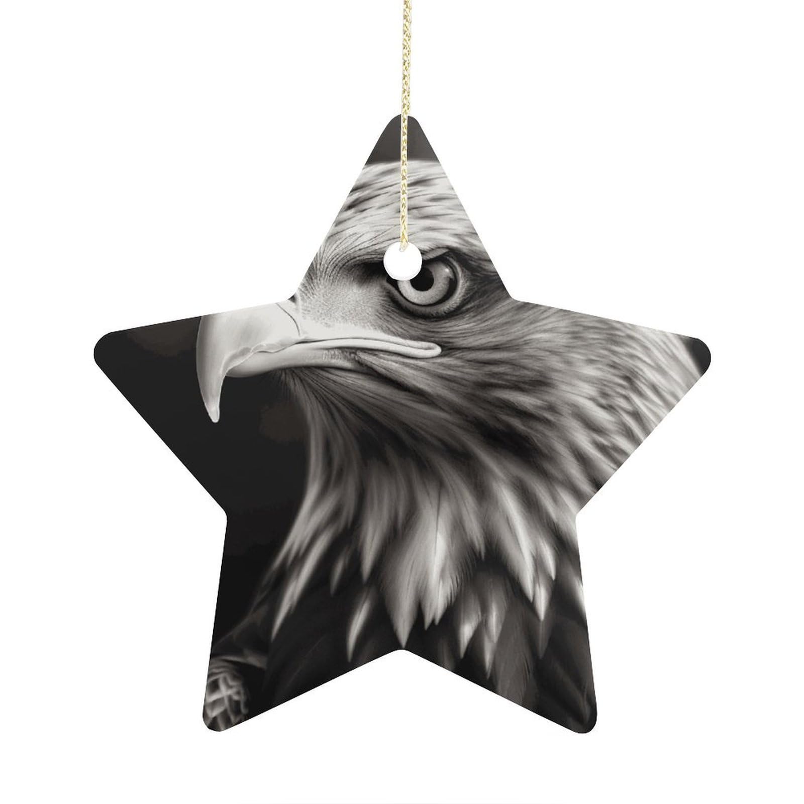 Fodpand Women's Style Eagle Black And White Ornament With String, Keepsake Hanging Decorations,Ceramic Ornaments For Men Indoor Home Holiday Party Gifts