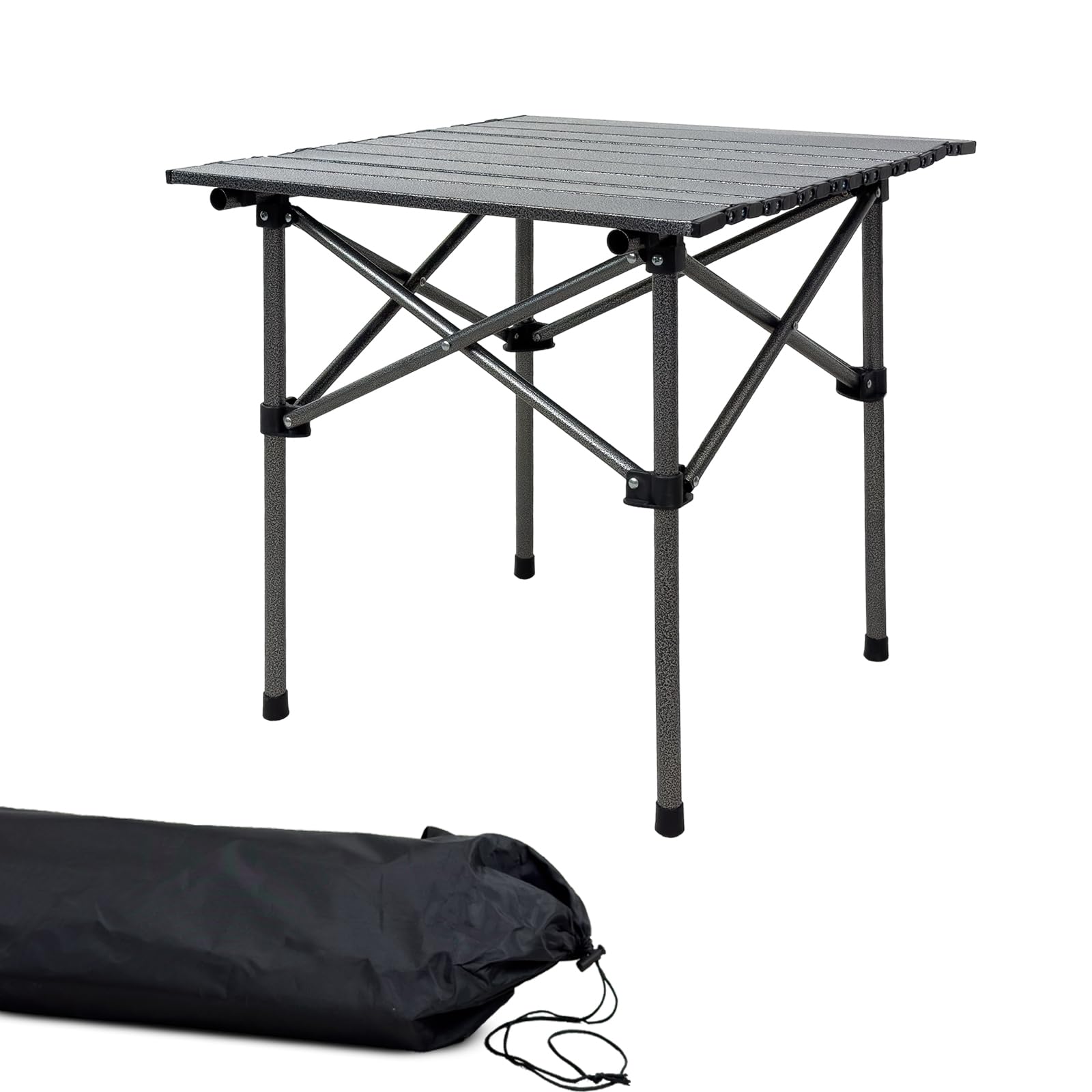 Grafner Campingtisch klappbar, Ultra leicht, 53,5 x 50 x 50 cm, kleines Packmaß mit Tasche, stabil und tragbar, bis 30 kg, Carbonstahl, Rolltisch 