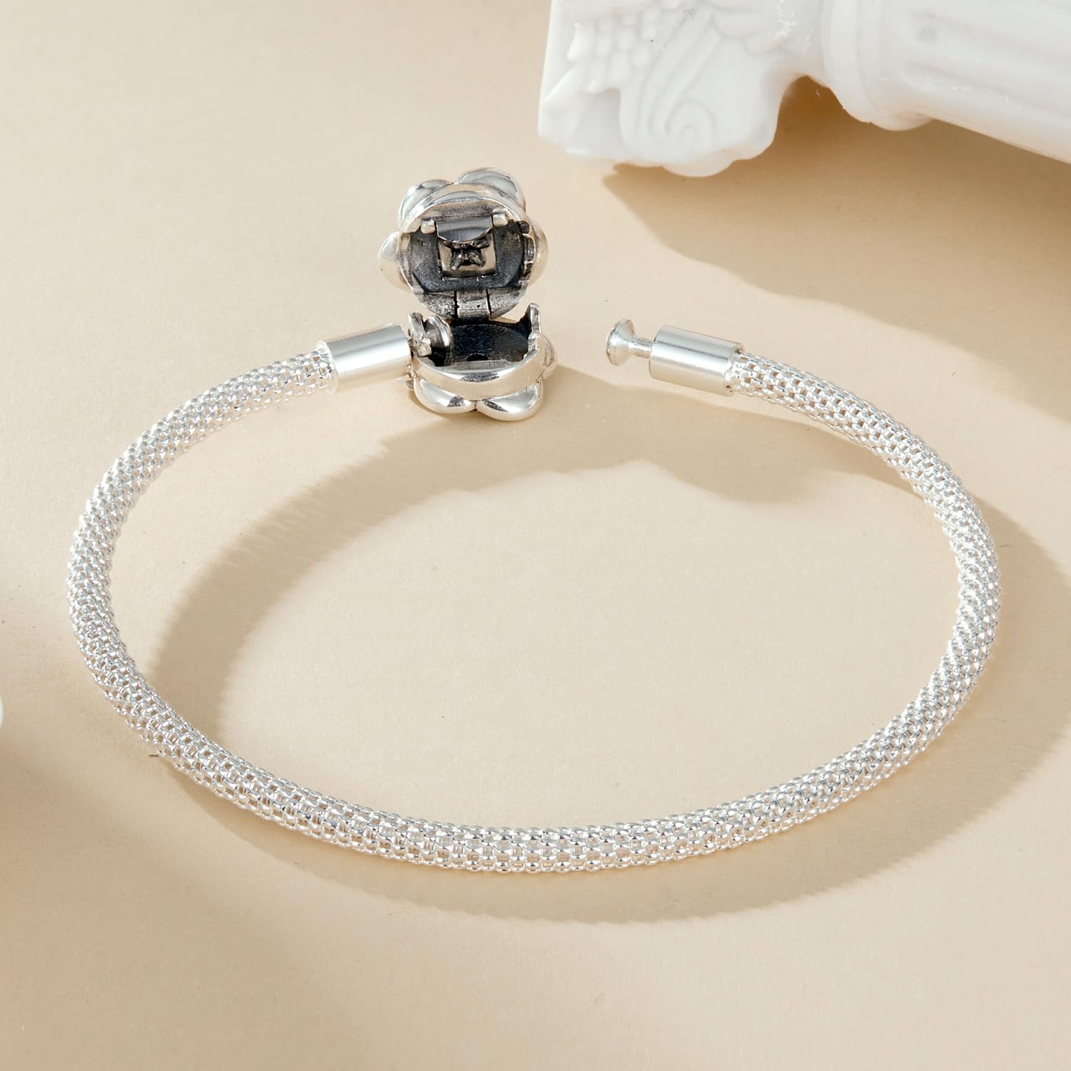 YDYDTTKD Pulsera Moments con Cadena de Serpiente con corazón y Cierre Infinito, con Escritura Love Forever, Pulsera de Plata para Mujer, Regalo para Ella