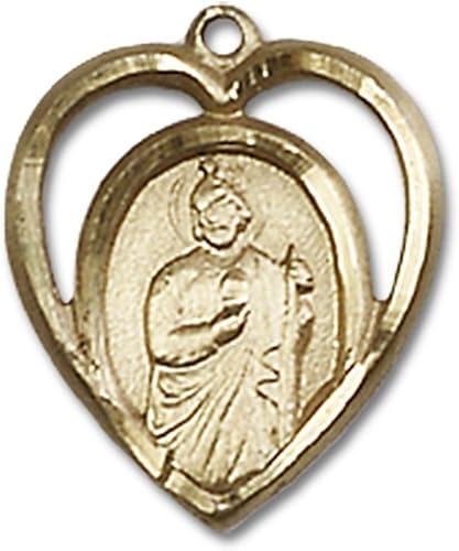 Miniatura 2 de Saint Medal Collection Colgante de San Judas relleno de oro de 58 x 12 pulgadas con cadena de bordillo Lite rellena de oro, Metal