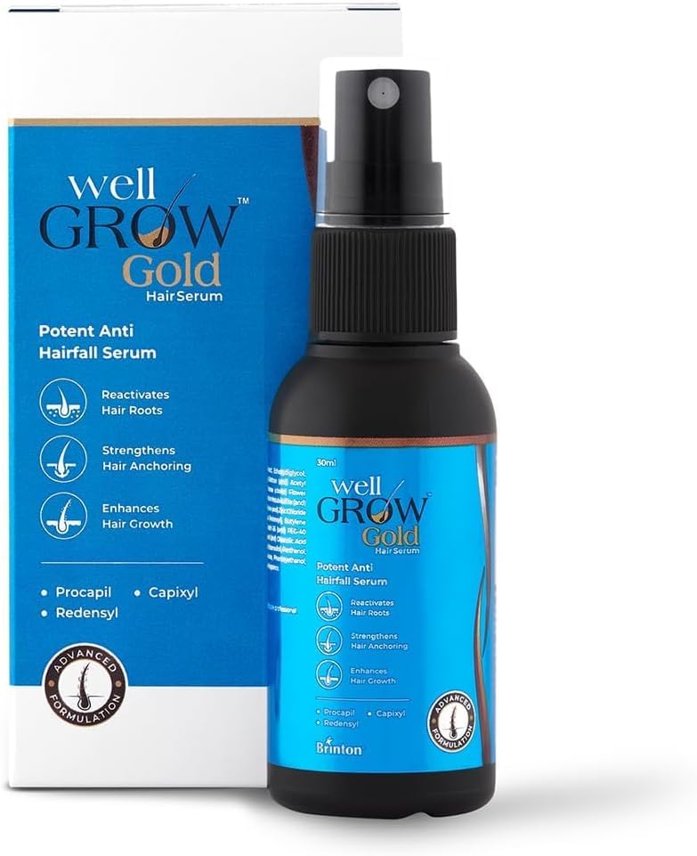 WellGrow Gold Hair Serum for Hair Growth & Care 30 ml | Strengthens Roots, Reduces Hair Fall | For Men & Women | Non-Sticky, Lightweight Formula