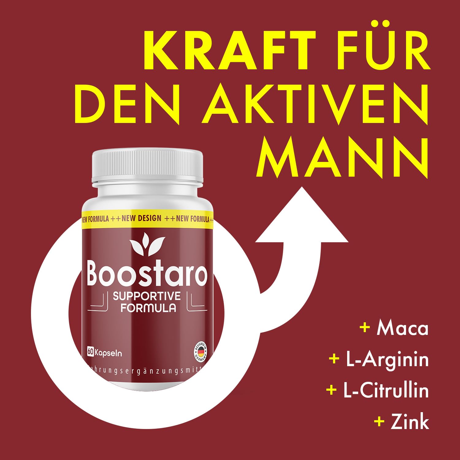 Boostaro Kapseln - mit L-Arginin, L-Citrullin - Kraft für den aktiven Mann - 60 Kapseln