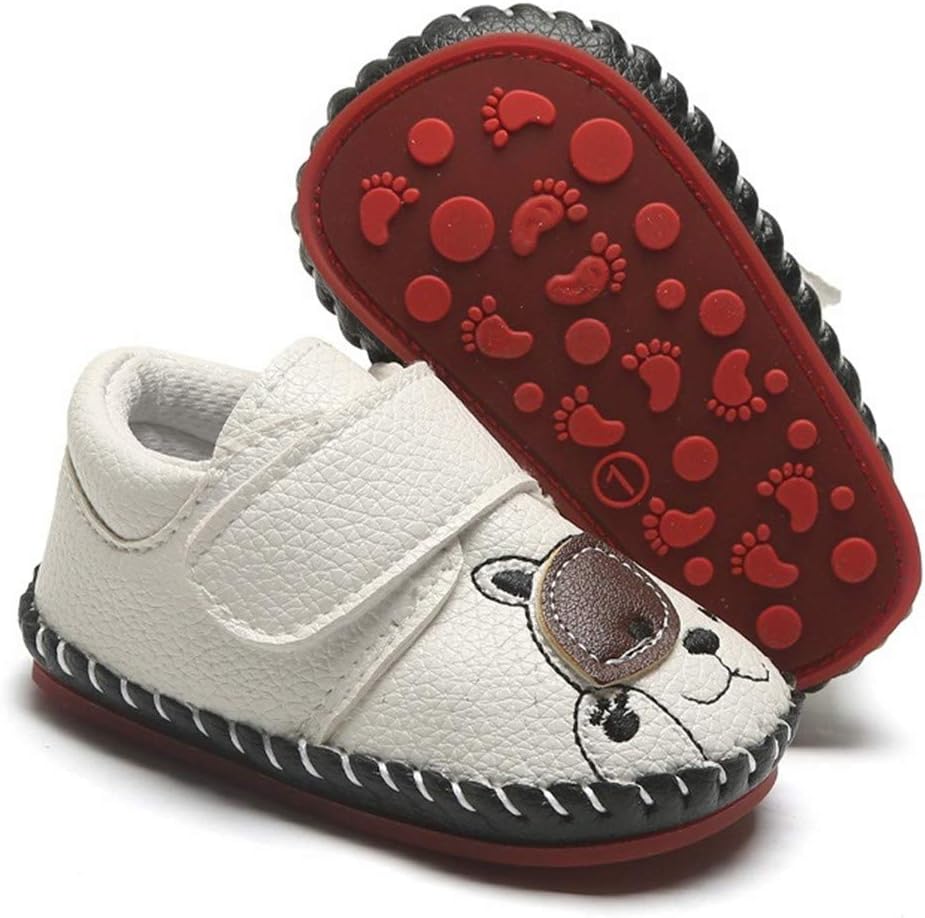 Baby Boys Girls Pu Leather Hard Bottom Walking Sneakers Toddler Rubber Sole First Walkers Infant Cartoon Slippers Crib Shoes