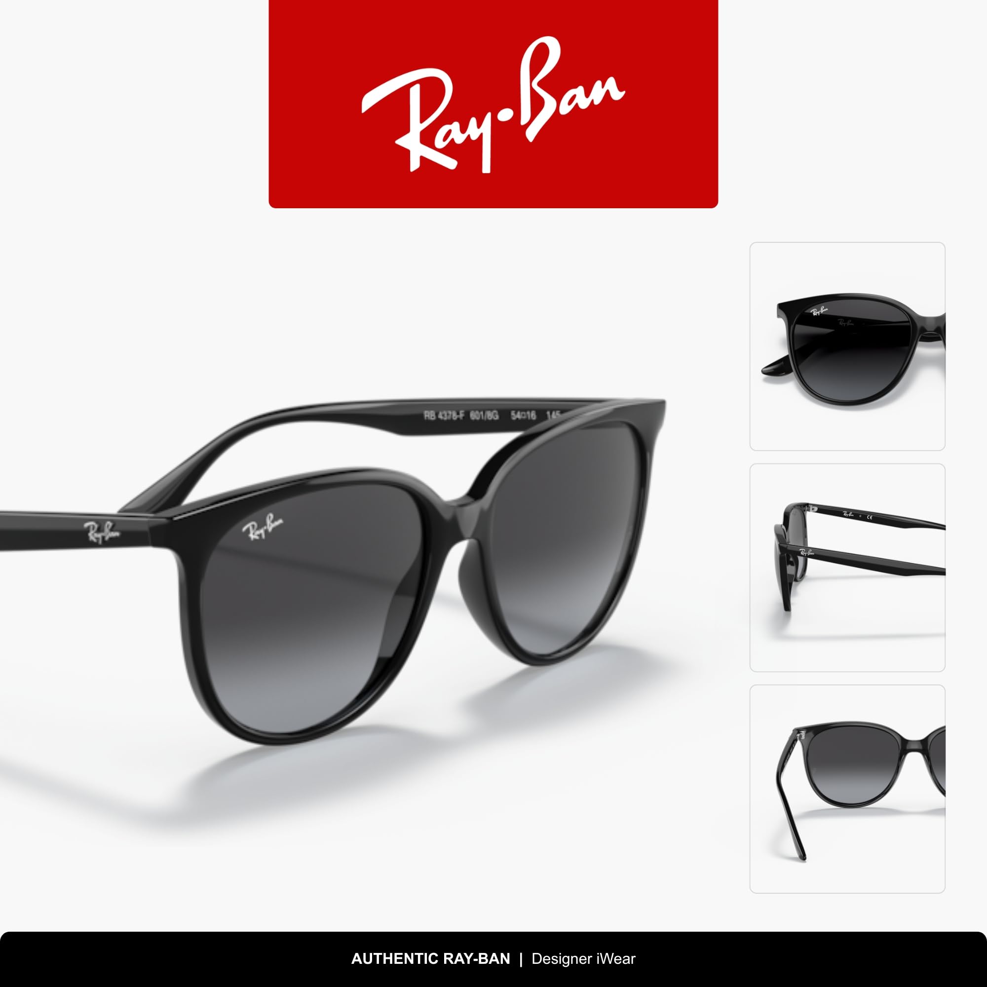 Ray-Ban Damskie okulary przeciwsłoneczne RB4378F Low Bridge Fit Square