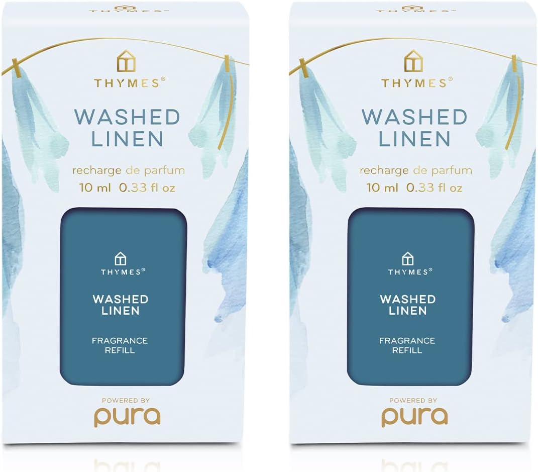 Thymes Pura Refills – 2 Pack of Oil Diffuser Scents – Long-Lasting Pura Diffuser Refills – Premium Home Fragrance – Notes of Rosemary, Sage, Lemon, Sea Salt & Jasmine (Cyprus Sea Salt, Pack of 2)