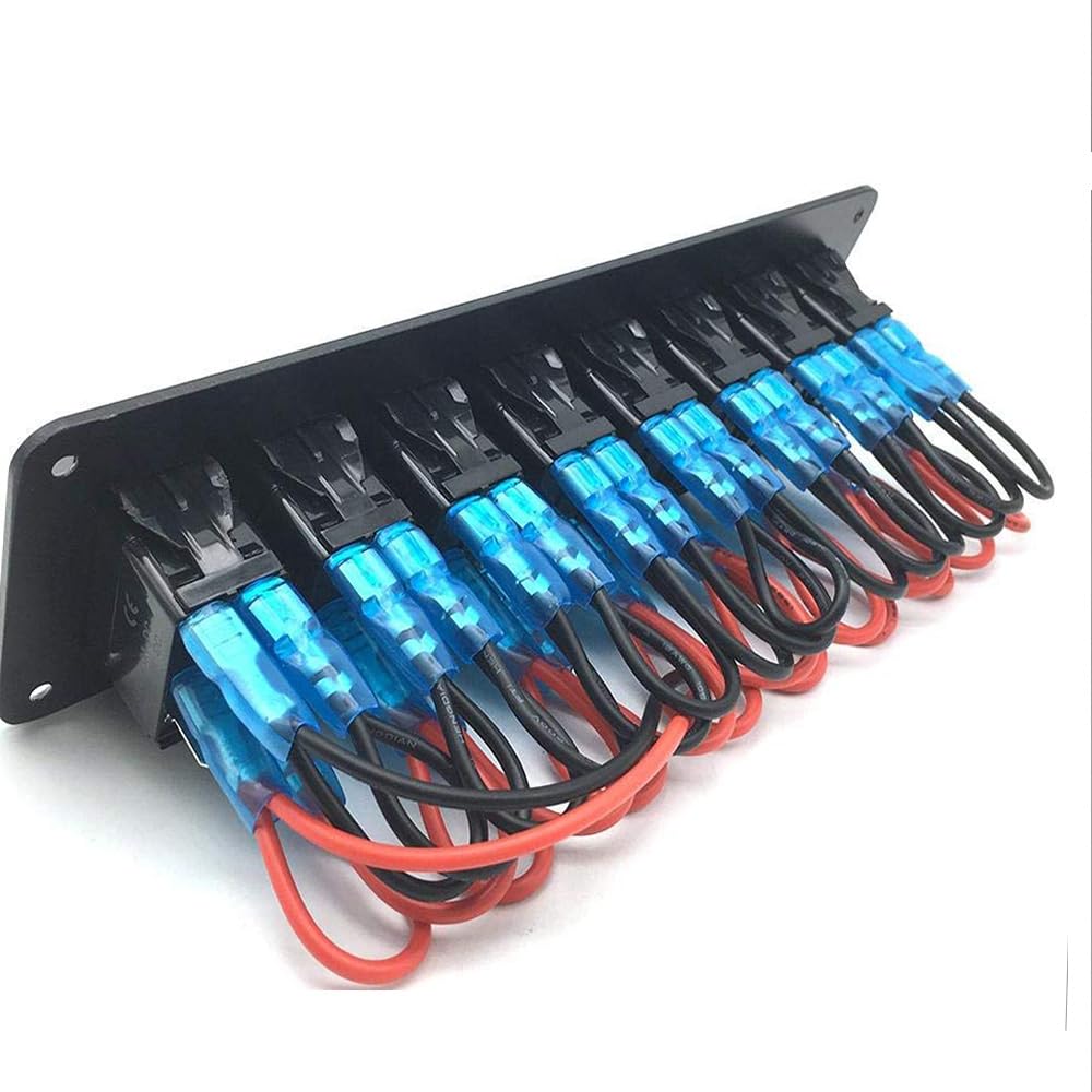8 Gang Wippschalter-Panel, Wasserdichte Schalter Panel, Kippschalter Panel12V/24V mit blauer LED-Leuchte Wippschalter für Marine boot Wohnmobil Fahrzeuge LKW