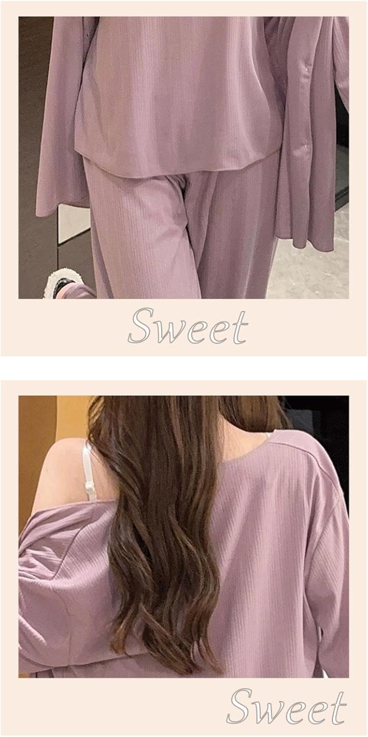 ルームウェア レディース 綿100 秋 春 長袖 パジャマ かわいい 上下セット ワイドパンツ 吸汗通気 肌に優しい 部屋着 かわい