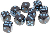 Vista 4 de Juego de 10 dados D6 de seis caras para Dungeons and Dragons RPG MTG Party Board Games Blue Black