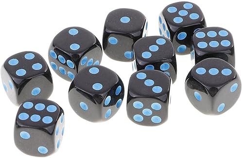 Miniatura 4 de Juego de 10 dados D6 de seis caras para Dungeons and Dragons RPG MTG Party Board Games Blue Black