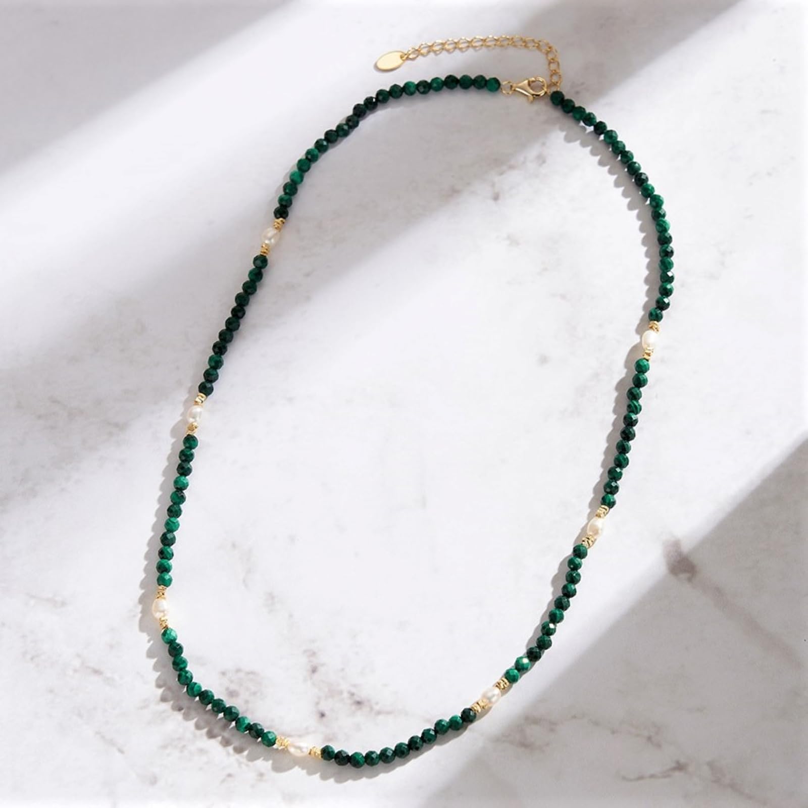 Collar de Mujer con Perlas Barrocas de Agua Dulce y Piedras de Nacimiento, Cadena de Plata de Ley de 925 Bañada en Oro de 14k