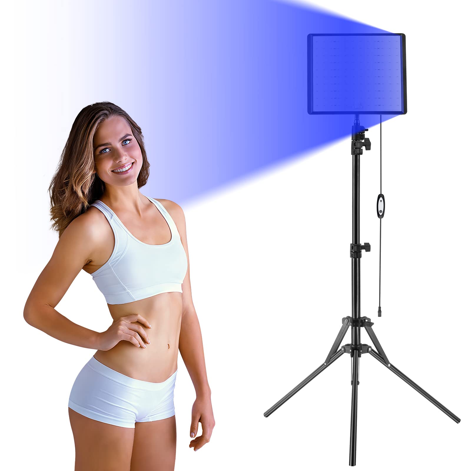 Cozion Lámpara Bronceadora 30W 120 LEDs con Trípode Retráctil y Protección Ocular para Cara y Cuerpo