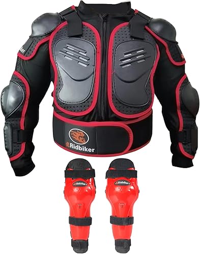 Equipo de motocross para niños, protector de columna vertebral en el pecho, chaqueta para codo, rodillas, espinilleras, juego de protectores para