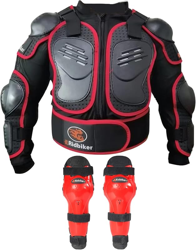 Youth Dirt Bike Gear Riding Chest Spine Protector Youth Motorcycle Jacket with Armor Guards Set for Motocross Teenager Full Body Protector with Elbow Knee Shin Guards