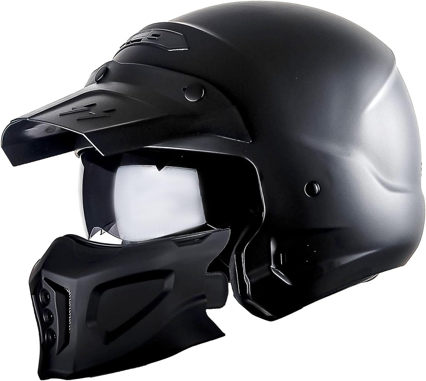 1Storm Motorcycle Full Face Helmet Open Face Helmet with Smoked Shield (Detachable Visor & Face Mask): HKY881S-E