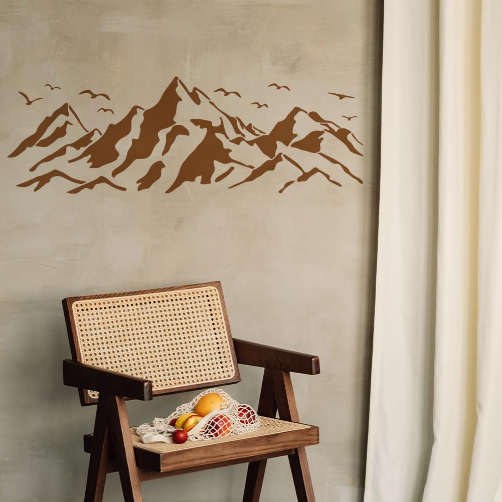 MAYJOYDIY 9 plantillas de montaña con diseño de lobo, 30 x 30/29,7 x 21 cm, plantillas reutilizables con pincel de pintura para manualidades en ventanas, madera, pared, decoración del hogar