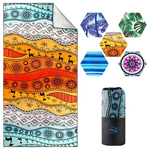 DECOMEN Beach Towel, Microfiber Beach Towels, Oversized, Quick Dry (73" x 35") Sand Proof, Absorbent, Compact, Beach Blanket, Lightweight Towel for The Swimming, Sports, Beach, Gym-Abstract DECOMEN Beach Towel, Microfiber Beach Towels, Oversized, Quick Dry (73" x 35") Sand Proof, Absorbent, Compact, Beach Blanket, Lightweight Towel for The Swimming, Sports, Beach, Gym-Abstract