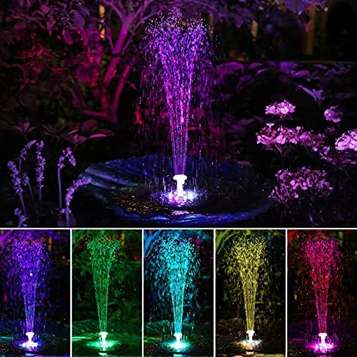 AISITIN Solar Fountain Pump 3.5W LED Solar Powered Water Feature and Round Shape Solar Water Pump with 6 Nozzles for Bird Bath, Garden, Pond, Fish Tank