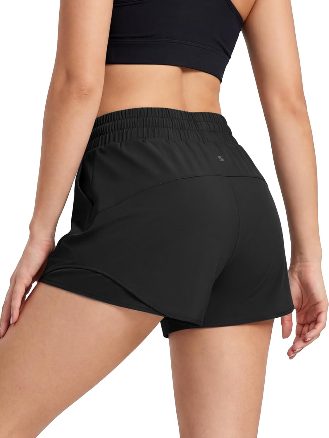 Stelle Women Running Shorts with Pockets High Waisted Drawstring Athletic Workout Quick-Dry Gym Shorts Mesh Liner