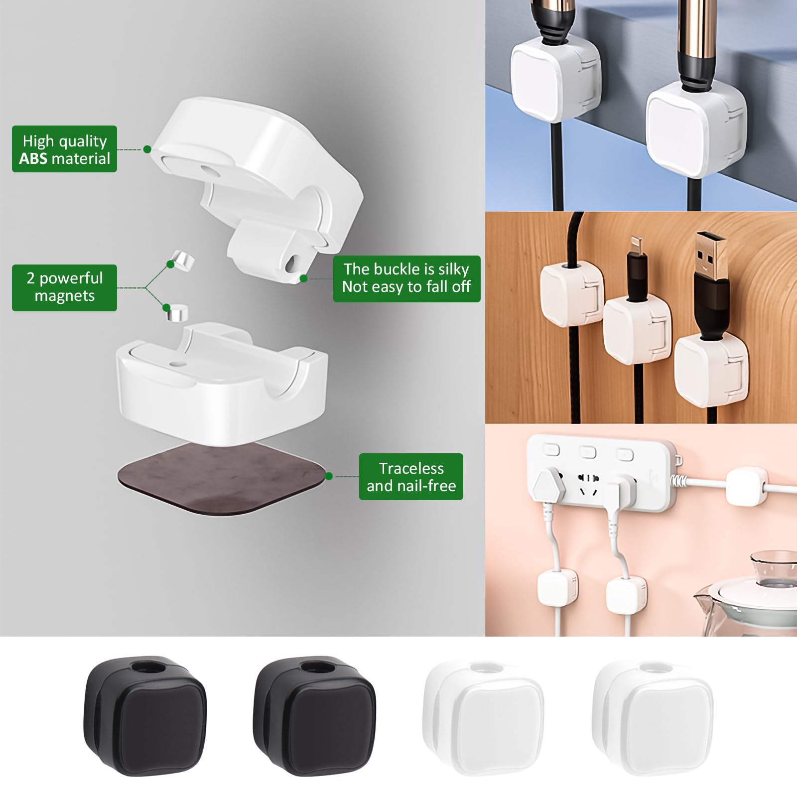 MAVEEK Clip per cavi, nuove clip magnetiche, confezione da 6 clip