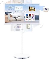 Bisprico 32-Inch Portable Smart TV on Wheels: Android 13 Touchscreen, 8GB RAM, 128GB Storage, 6-8H Battery, 8MP Webcam