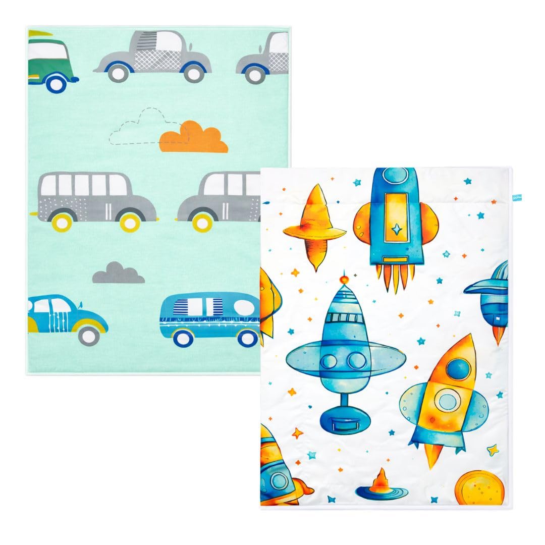 ZIKKU Waterproof Baby Changing Mat Pack of 2, Cotton Baby Dry Sheet, Reusable Leakproof Diaper Mat for Newborn (60x45 cm) (Sky Blue)-picture-28