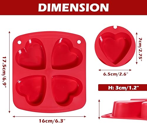 Miniatura 2 de Webake Molde de silicona en forma de corazón para tartas, sartén para hornear freidora de aire, molde para magdalenas de 4 cavidades para hornear,