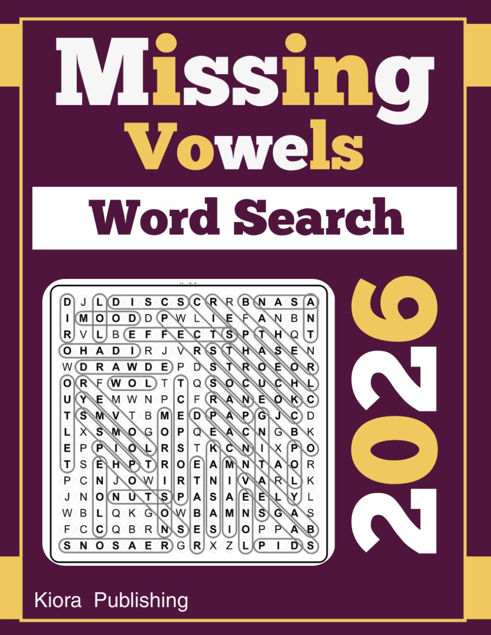 Missing Vowels Word Search 2026: 200 Puzzles Word Search Missing Vowels for Adults