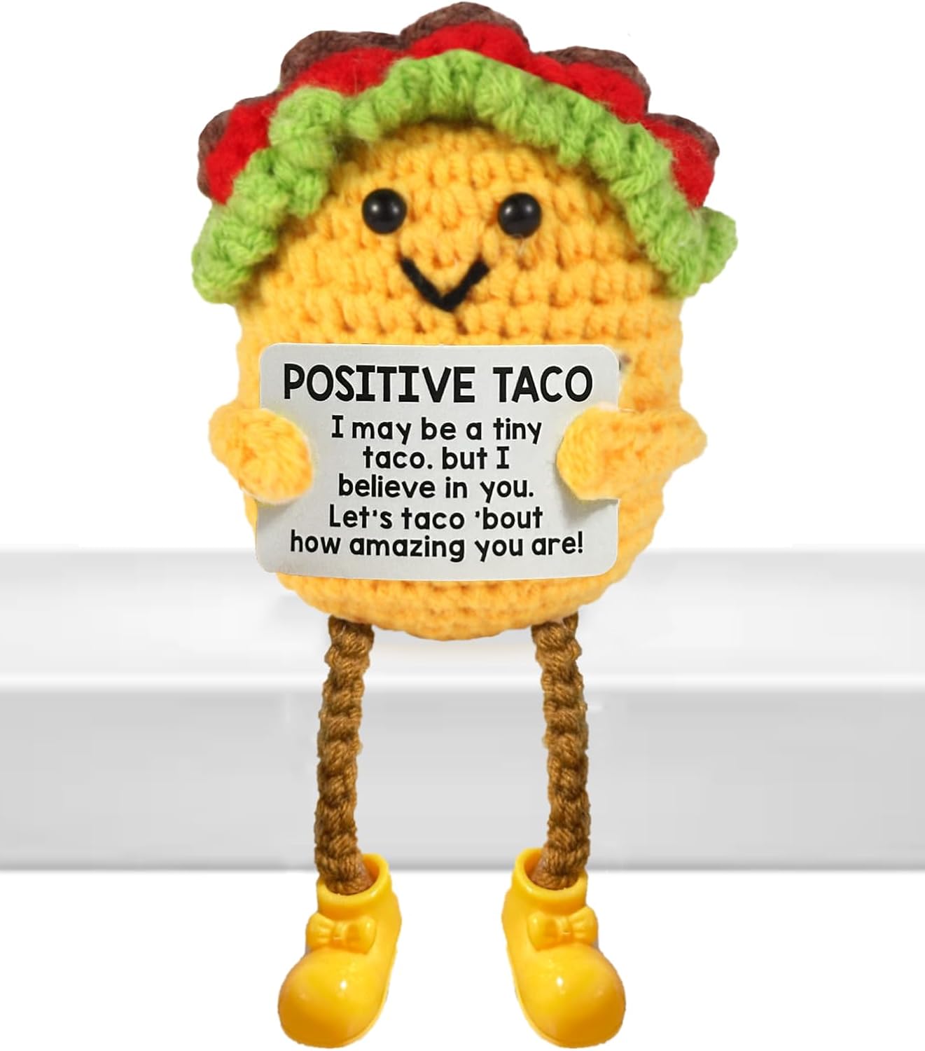 Mini Positive Crochet Animals Taco Emotional Support Nuggets Crochet Plush Potato Pickle Birthday Bestie Gifts for Women Men Gifts Handmade Crochet Knitted Taco Desk Decor
