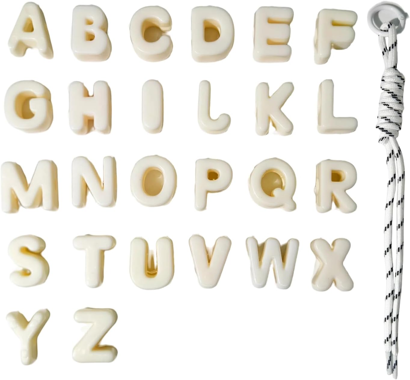 26 Large 6mm Hole Letter Beads, 20mm Beads A to Z,for DIY Jewelry Making Kit Friendship Bracelet Key Chain and Educators to Learn Letters (26 A to Z White) image 4