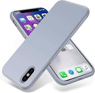 دلـع موبايلك جراب حماية من السيليكون السائل متوافق مع ايفون اكس/ايفون اكس اس، غطاء واقي لكامل الجسم، حافظة جوال رفيعة مضادة للخدش، بطانة ناعمة من المايكروفايبر (ايه بيبي بلو)