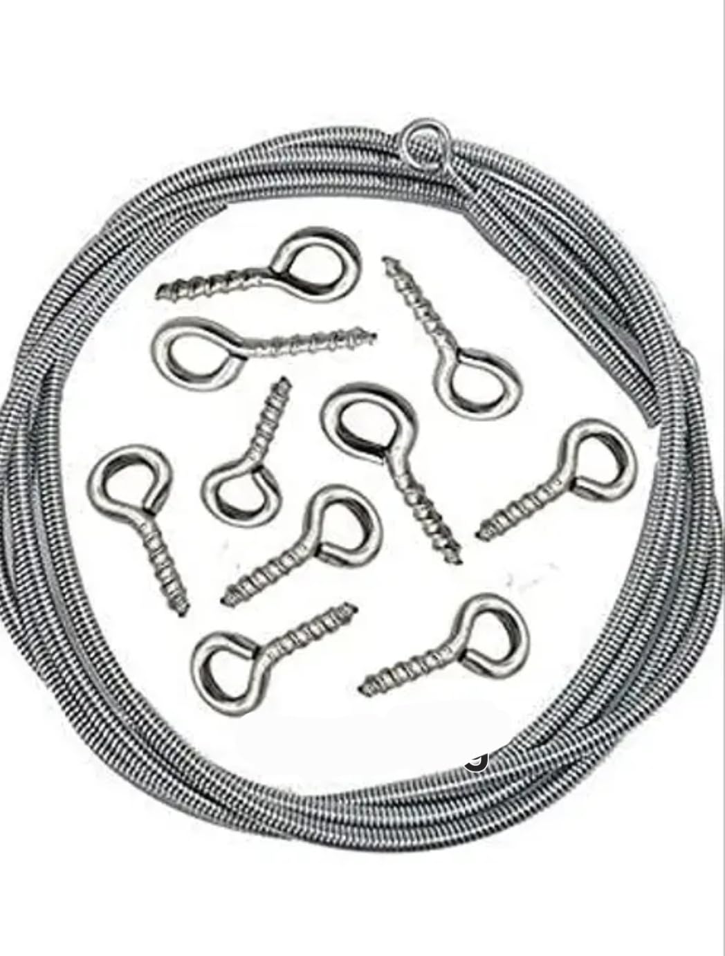 Burhani's Steel Wire Cable[3m] 10 Feet, with 6 Eye Hooks, Galvanised Hanging Kit for Pictures and Displays-image-29