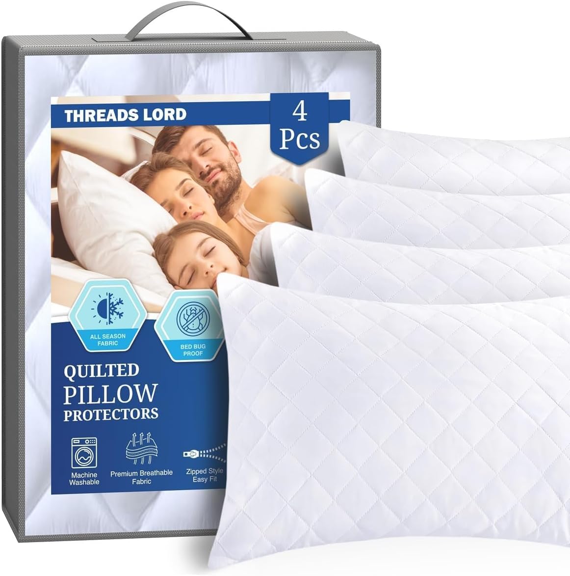 LeOstél Pillow Protectors 6 Pack Ultra Soft Zipped Pillow Protectors