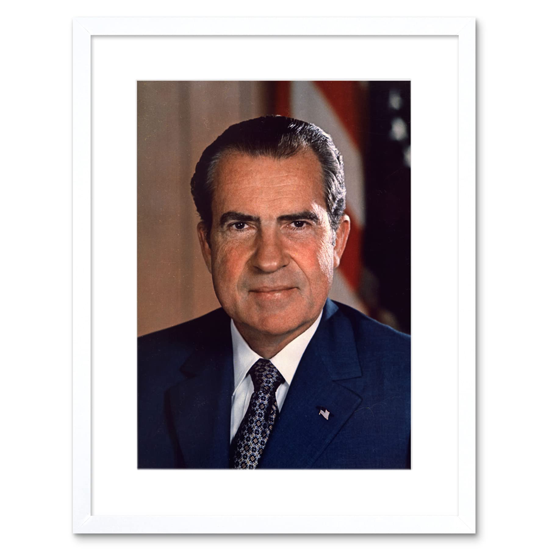 Artery8 US President Richard Nixon Portrait Photo Artwork Framed Wall Art Print 9X7 Inch