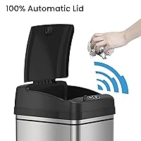 Vista 2 de iTouchless Bote de basura automático con 20 bolsas prémium incluidas, sistema de control de olores y sensor de apertura de tapa grande; basurero