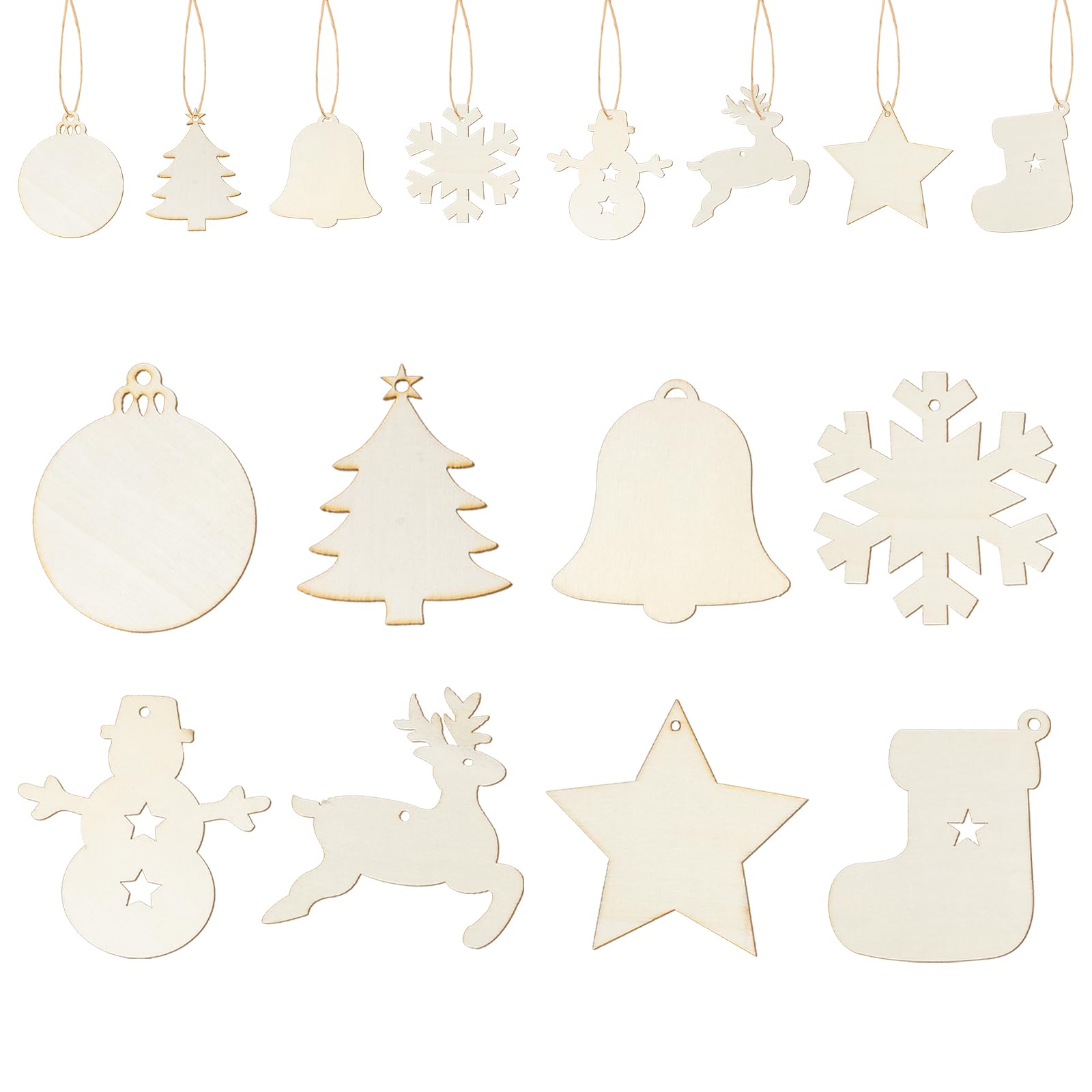 Wooden Christmas Tree Decorations, Wooden Baubles Ornaments, Christmas Hanging Ornaments for DIY Crafts Xmas Tree Decoration F6-SDKBMP