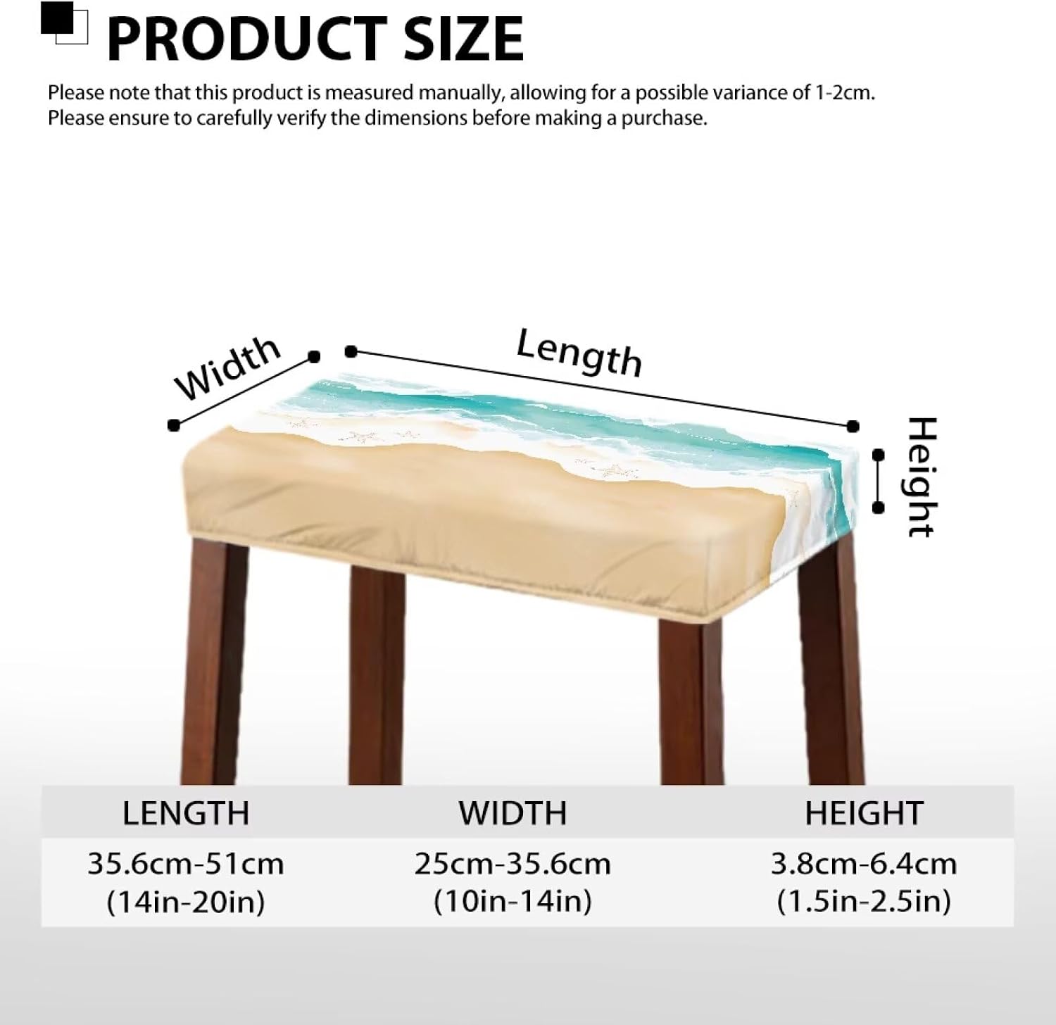 Beach Starfish Print Bar Rectangle Stool Covers, Stretchable Rectangle Chair Protector Comfortable Bar Chair Protection, Set of 4