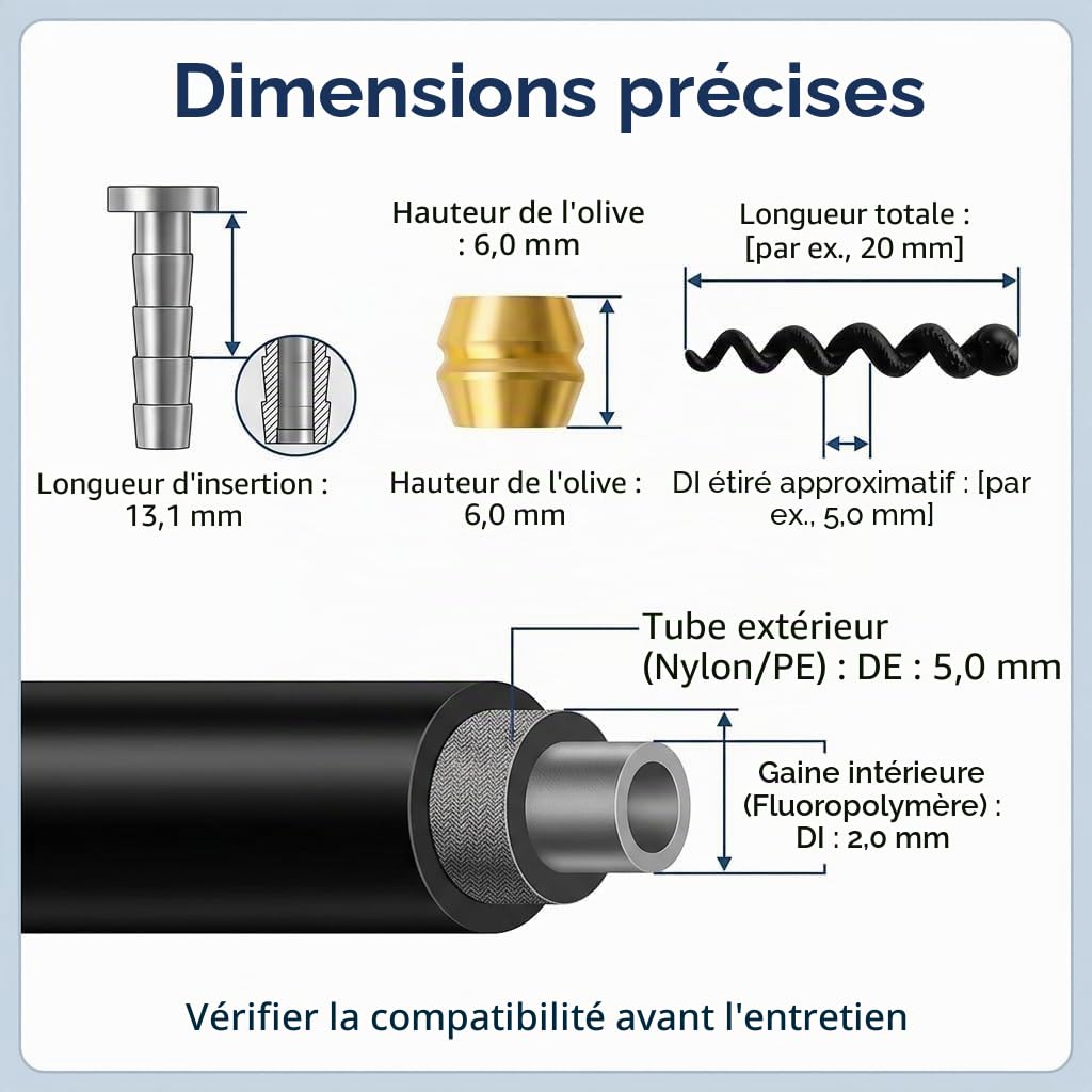 Kit Frein Hydraulique VTT Flexible Hydraulique avec 4 Inserts Olive 4 Aiguilles 2 Manchons de Protection pour Remplacement et Réparation de Frein Velo Haute Résistance et Performance