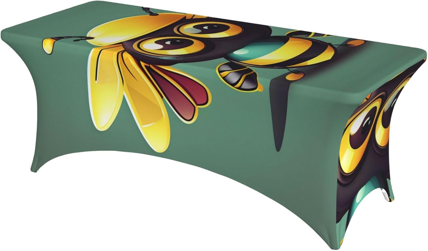 Cartoon Bee Print Table Cover Rectangular Tablecloth for 6-Foot Tables for Wedding Banquets Outdoor