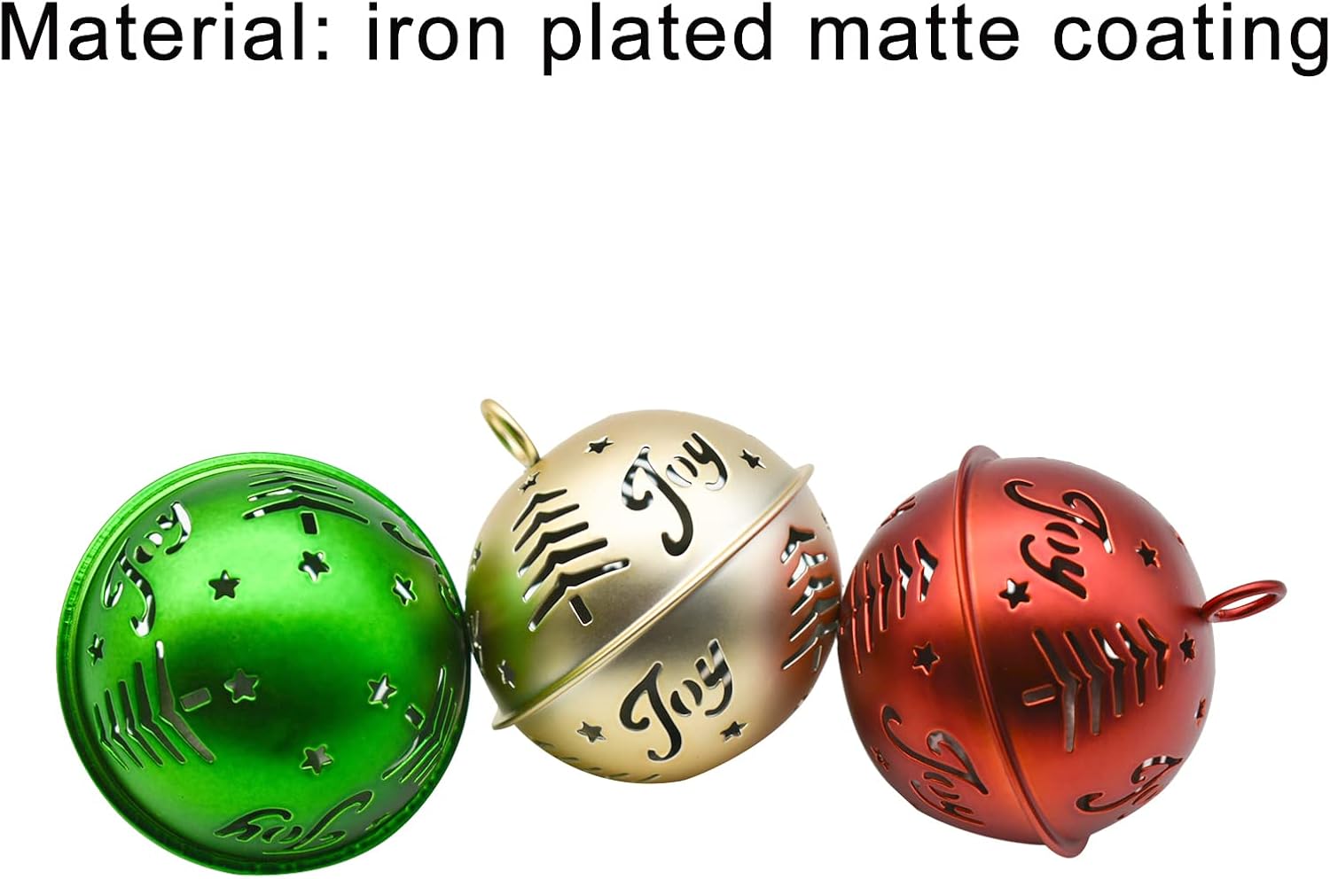 12Pcs 2.5inch Jumbo Jingle Bell 63mm Christmas Jingle Bell with Hollow Tree Joy Patterns Large Metal Craft Bell for Holiday Xmas Sleigh Wreath Doorknob Party Decors