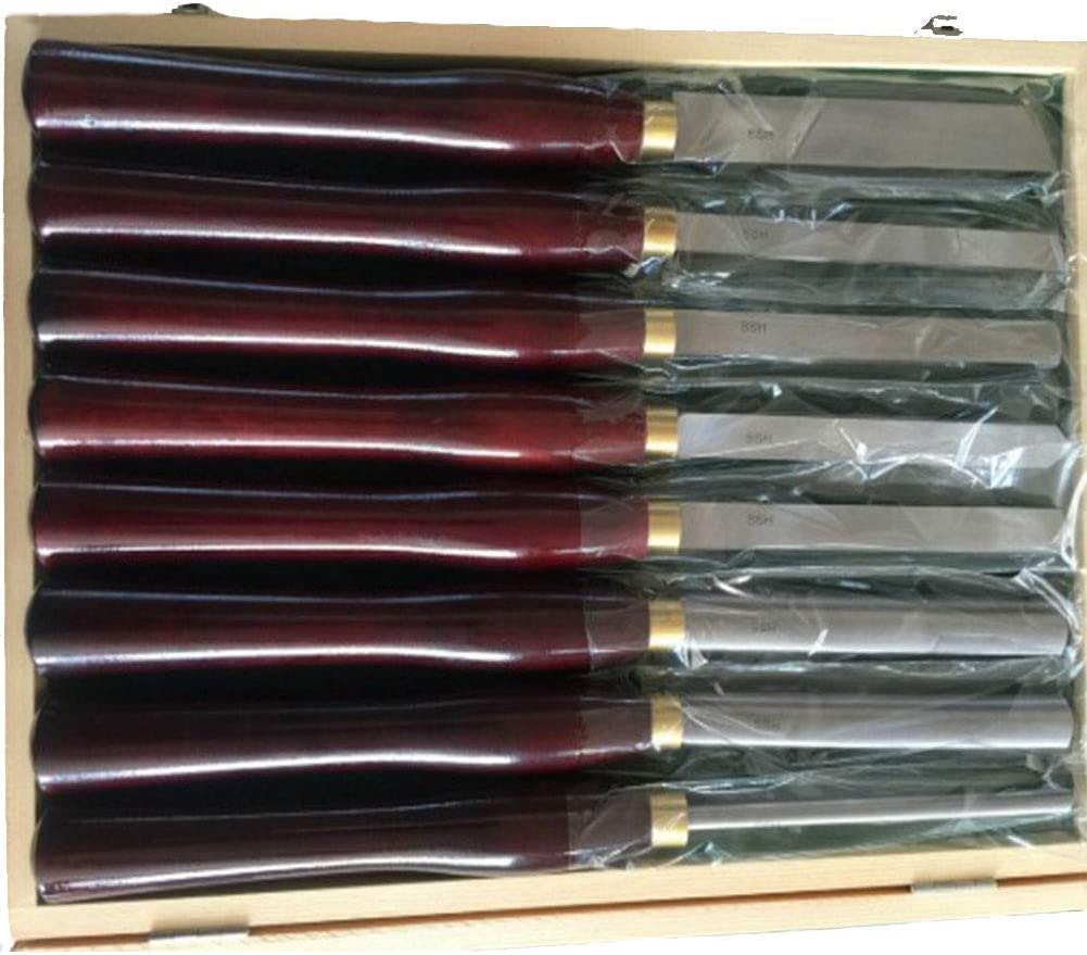 Juego de cinceles giratorios para Madera de 8 Piezas, Mangos de Madera Dura y Almacenamiento en Cajas de Acero/Madera, duraderos (3,2 kg)
