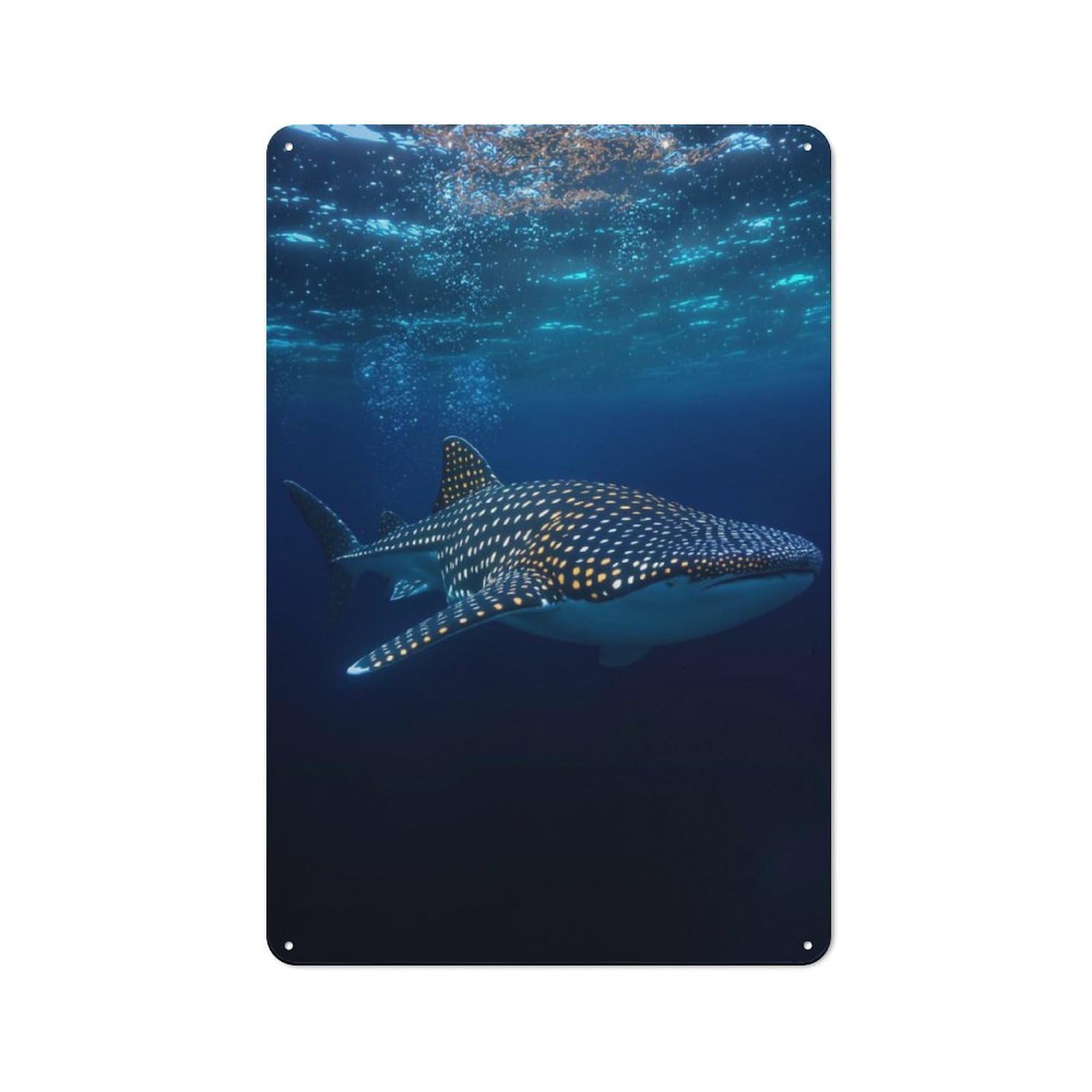 Junmoney Style-12 Metal Plaque 30X20cm With Majestic Whale Shark In The Deep Ocean For Hallway Wall, Rustic Decor, A Metal Wall Feature For Hallways And Entrance Areas