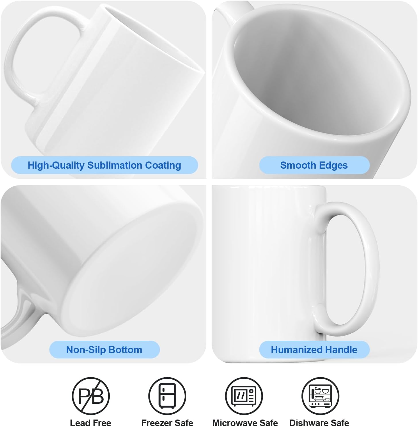Dmsky Sublimation Mugs White Ceramic Photo Cups Blank Bulk Coffee for Crafts Tazas Para Sublimar 11 oz Cups With Box, Heat Tape, sublimation paper Ideal for Printing Mug Set of 24