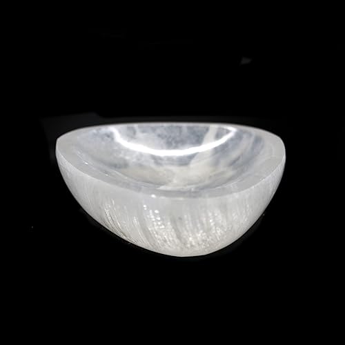 Soul Sticks Cuencos de cristal de selenita para manchas, curación y recarga de cristales, cuenco de selenita pura y estación de carga de cristal de