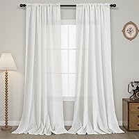 Vista 50 de Guken - Cortinas de lino negro de 108 pulgadas de largo para sala de estar, dormitorio, juego de 2 paneles, bolsillo para barra, cortinas