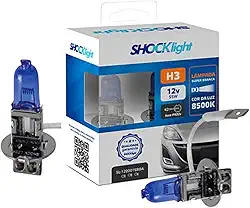 Par de Lâmpadas Halógena Super Brancas 8500K H3 12V 55W Automotiva Shocklight SL-120003SBBA