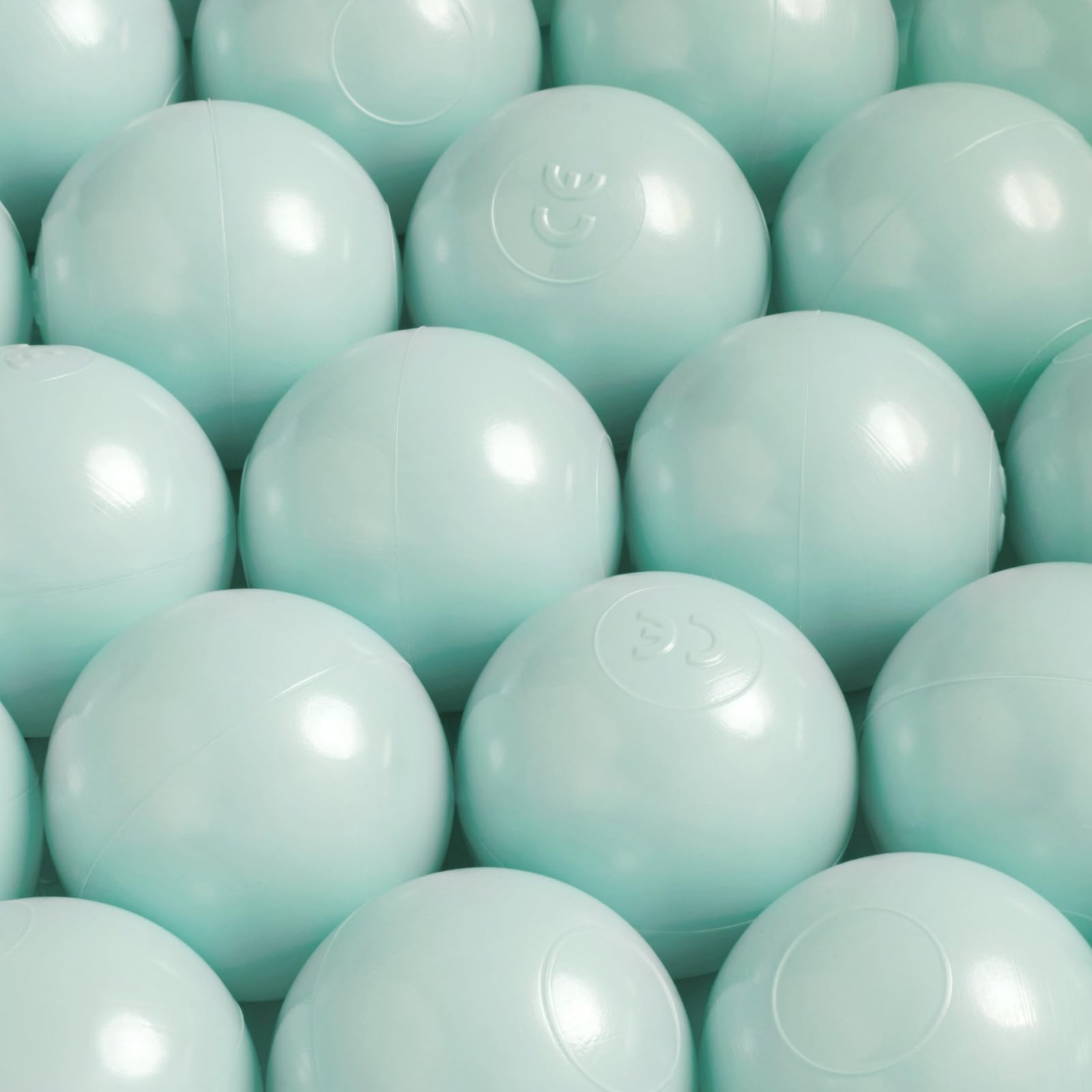 MISIOO Adorabili palline da bagno per palloni, 50 pezzi, 6 cm, plastica sicura, atossica, resistente allo schiacciamento, colore menta, giocattolo per bambini a partire da 1 anno