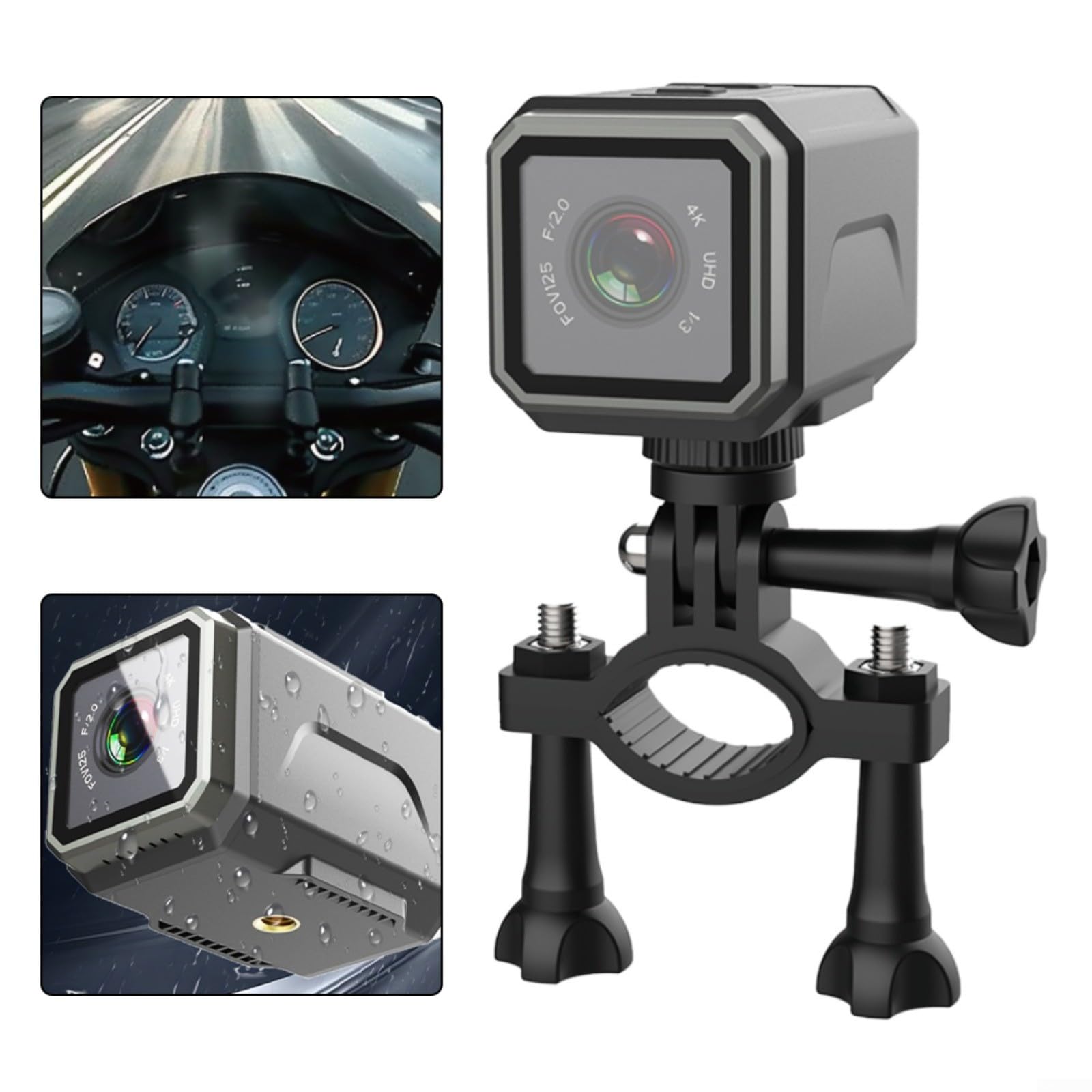 Action Camera 4K con WDR, batteria da 3000 mAh, vivavoce per casco per ciclismo, viaggi, passeggiate con animali domestici, corpo in ABS nero